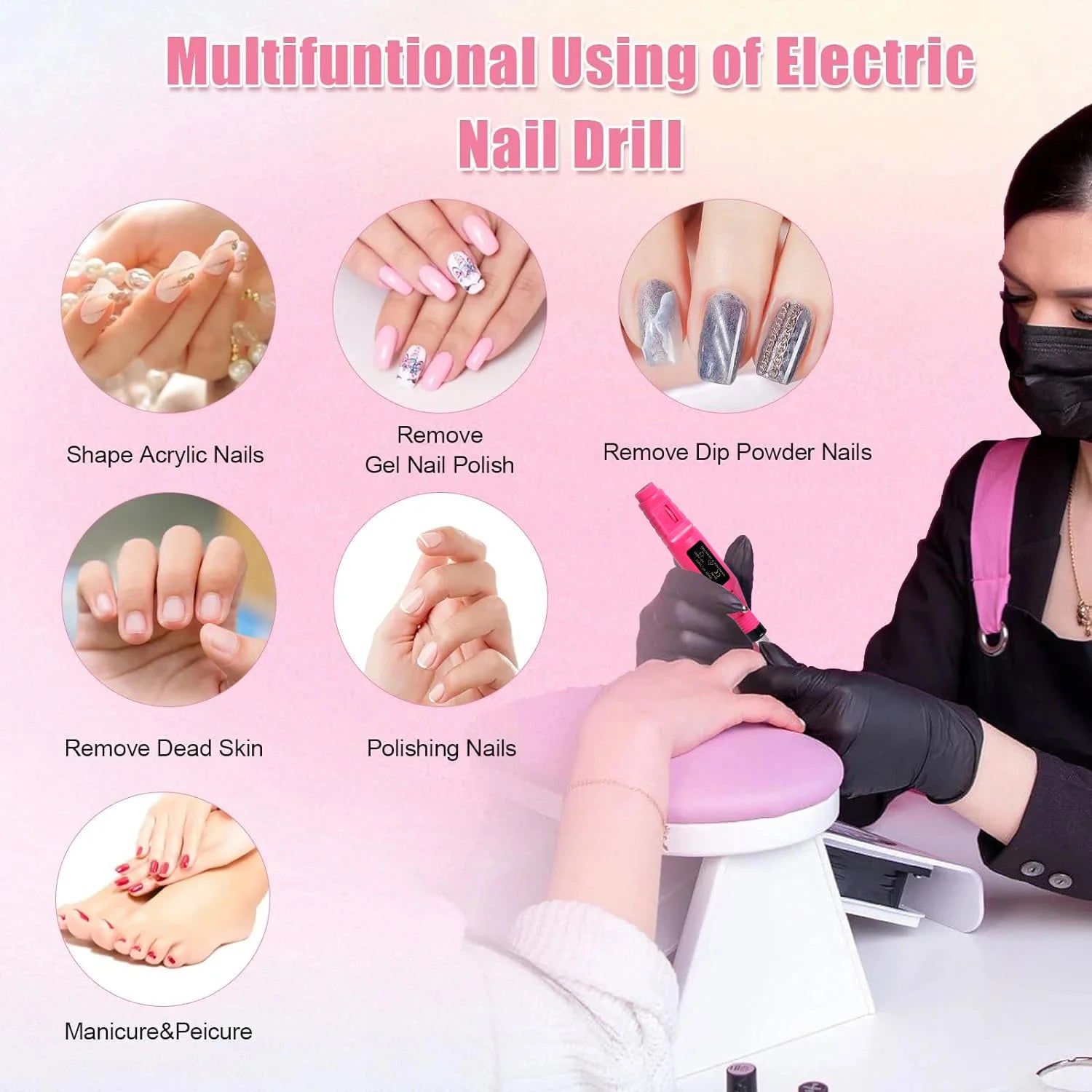 Ponceuse à ongles électriques, manucure/pédicure