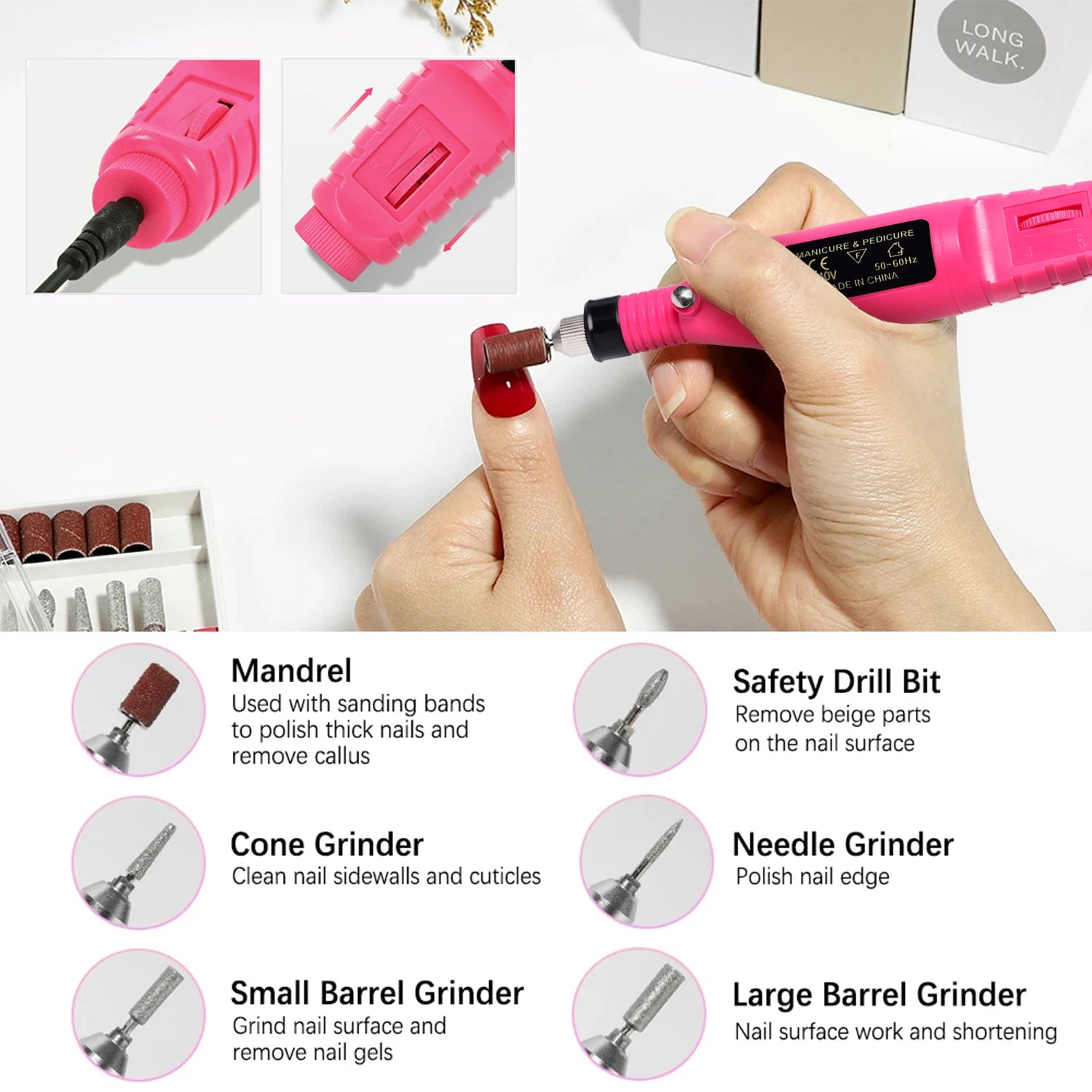 Ponceuse à ongles électriques, manucure/pédicure